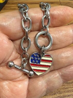 Bracelet Patriotic Chain Heart